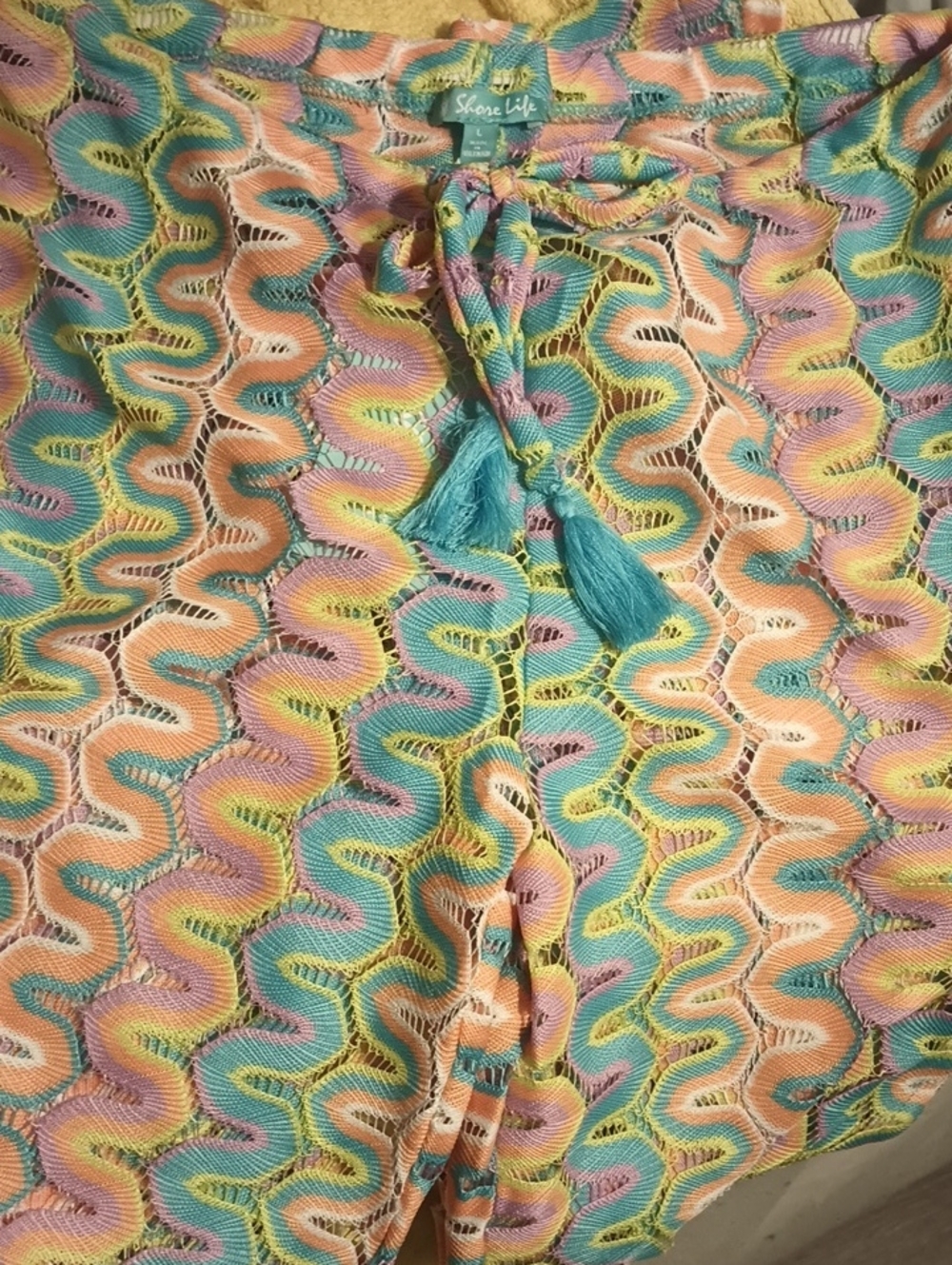 Sheer Life Pastel Crochet Pants Cover-Up with Tassel Tie